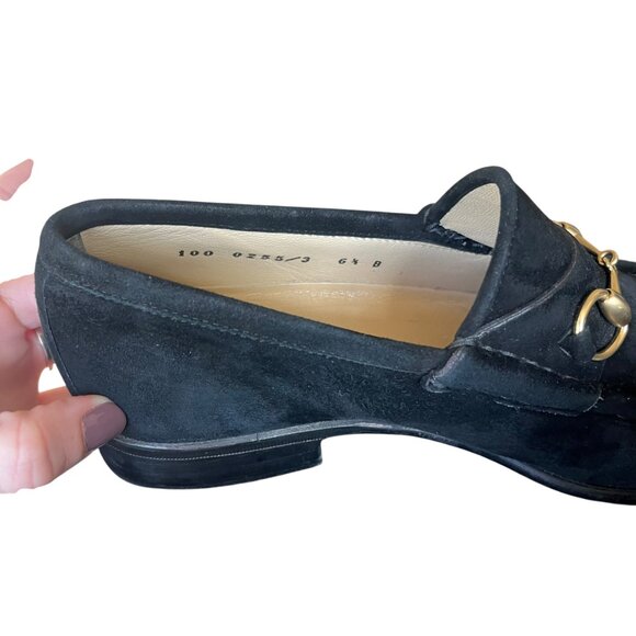 Vintage Gucci Black Suede Horsebit Loafers - Size 6.5 - Picture 11 of 16